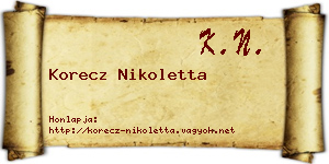 Korecz Nikoletta névjegykártya